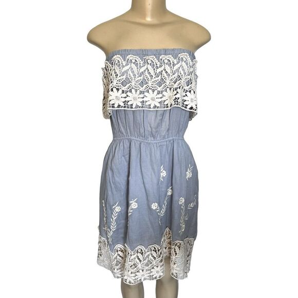 Christophe Sauvat Embroidered boho lace trim sleeveless Dress medium - Picture 1 of 9